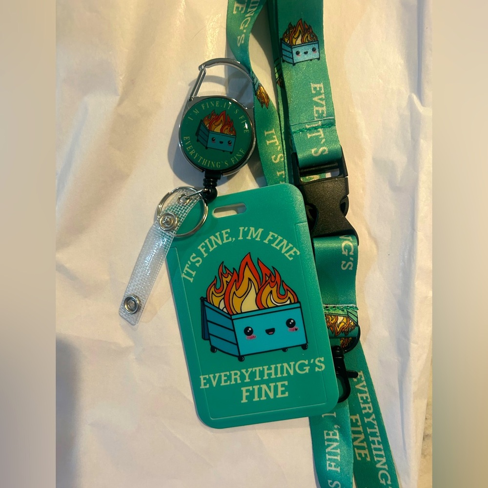 Green Lanyard with Badge Holder